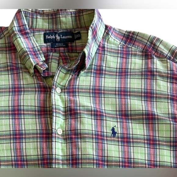 Lauren Ralph Lauren Blake Men’s Green Plaid Short Sleeve Button Shirt In Size XL - Picture 5 of 11